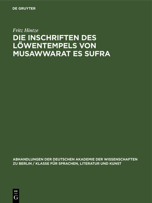 cover image of Die Inschriften des Löwentempels von Musawwarat es Sufra